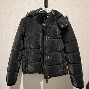 Justice Black Quilted Jacket with Fleece Lining